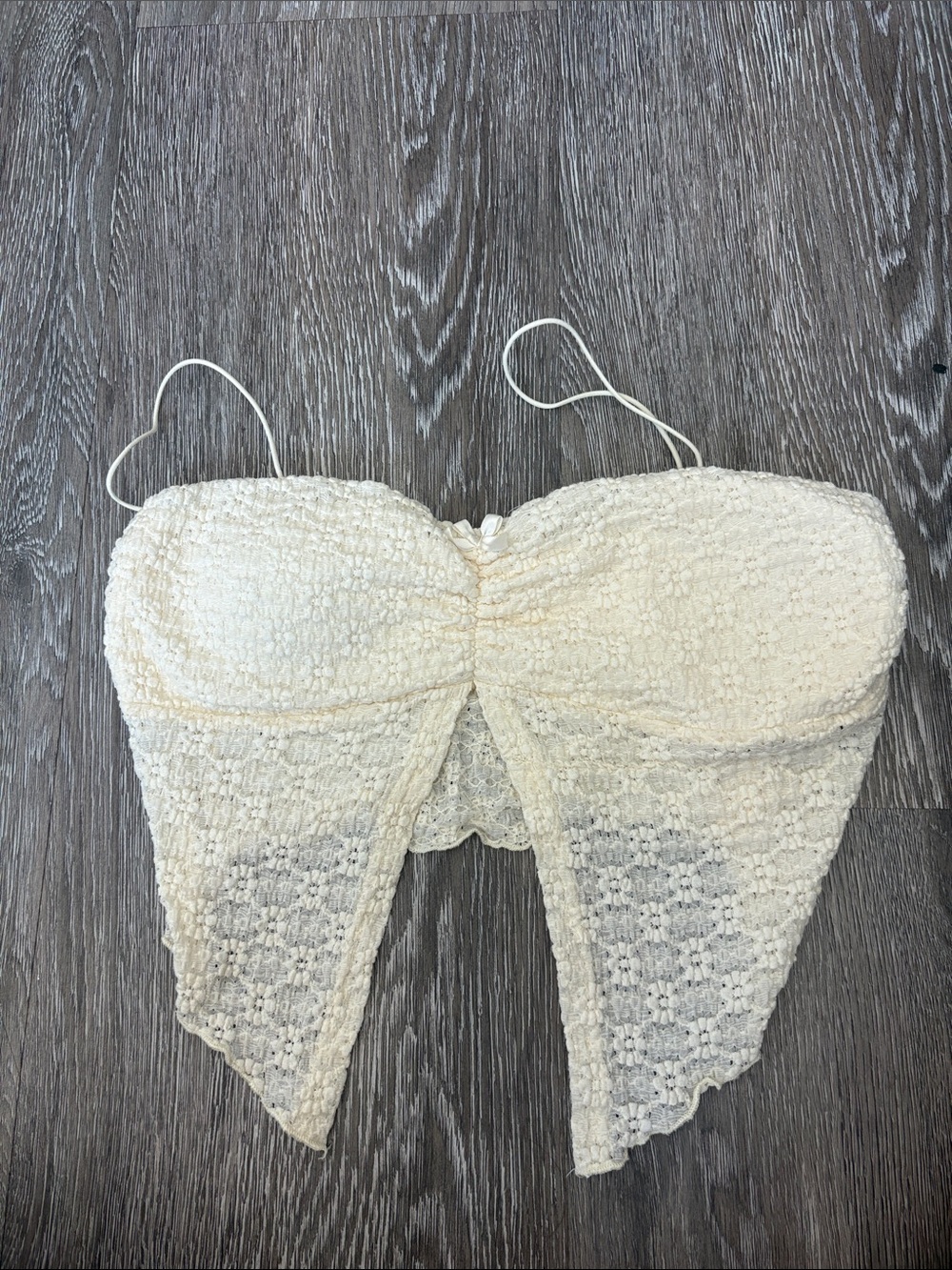 Lace Bandeau Bralette Top in Cream